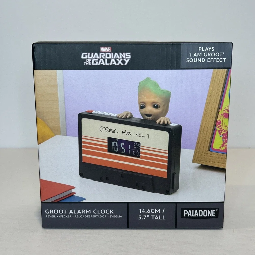 Paladone Groot Alarm Clock Black Guardians of the Galaxy Cosmic Mix Music 5.7 In